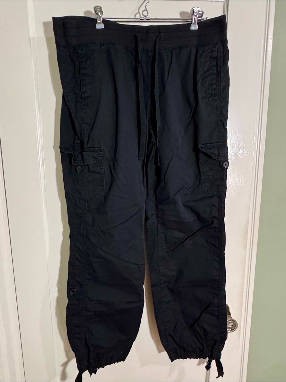 Women’s Black Cargo Jogger Pants - Drawstring Waist